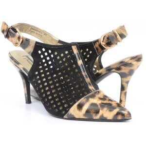 J. Renee Damiona-jj Women's 8 Animal Print Mesh Cap-Toe Slingback Pointed Heels